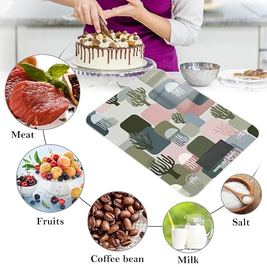 Food Scale Kitchen Scale for Baking Cooking Digital Food Weighing Measuring Scale Small Waterproof Electric Food Scale Multicolor Coral Jellyfish Geometric Ocean