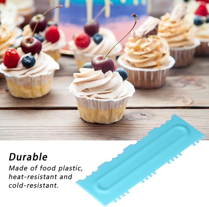 aqxreight Cake Scraper Cake Smoother, DIY Cream Dough Scraper Combs Fondant Cake Cutter Pattern Modeling Tool Fit for Home Kitchen Bakery Cake Decorating Kit (Single (randomly