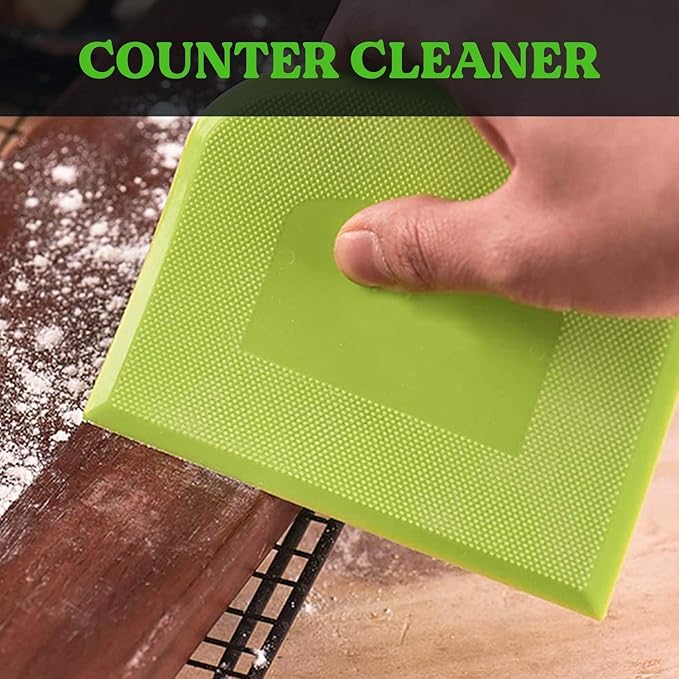 SURDOCA Dough Scraper Bench Scraper - 3P 11.8x7.3" Plastic Flexible Bowl Scraper, Sharp Edge & Angles Cake Scraper. Non-Slip Bakeware Decorating Tools Sculpting & Modeling Tools - Pink+Blue+Pink