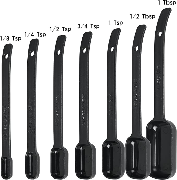 Black Measuring Cups and Spoons Set 15, Plastic Mesuring Cups and Spoons, 7 Plastic Measuring Cups and 7 Measuring Spoons with leveler, Cute Measure Cups for Baking & Kitchen