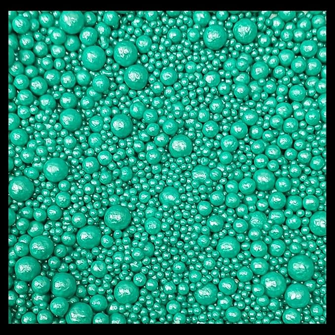 Confect Sprinkle- Love Disco Balls Green Shimmer Pearls - Edible Sprinkles for Cake and Cupcake Decoration – Vegan, Gluten-Free, Nut-Free, Soy-Free, Dairy-Free, Palm Oil-Free - 4.2 Oz