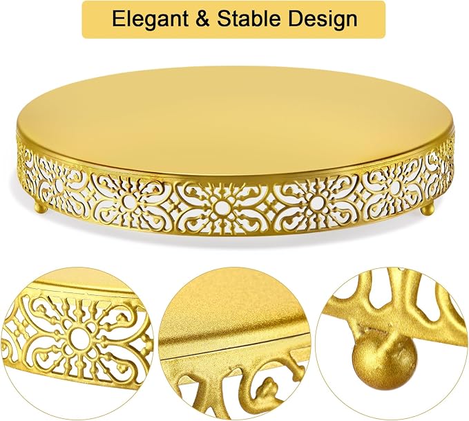 Wenqik 3 Pcs Cake Stand Set, 16" 14" 12" Gold Metal Round Cake Display Stands with Detachable Design for Dessert Cupcake Wedding, Birthday, Party, Event, Anniversary, Table Decoration