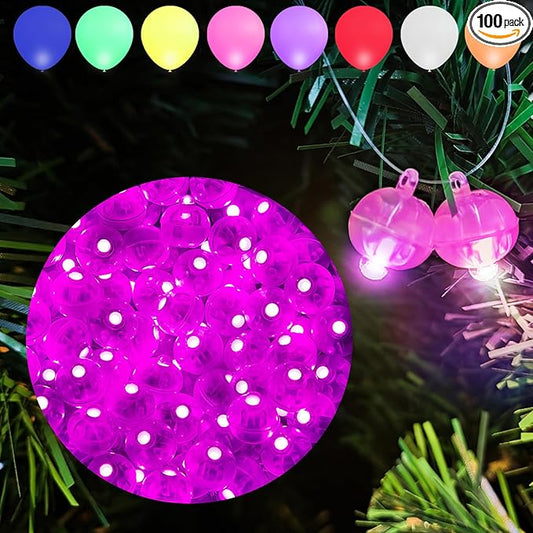 Aogist 100Pcs Pink Balloon Lights with Hook,Long Standby Time,Waterproof Mini Light for Birthday Party Wedding Christmas Halloween Easter Decorative (Steady)