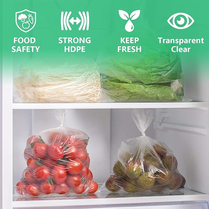 9527 Product 12" x 16" Clear Plastic Produce Bag, Food Storage Bag on a Roll, 350 Bags One Roll (2 Rolls), Freeze/Heat Clear Bag for Bread, Meat, Vegetables, Fruits