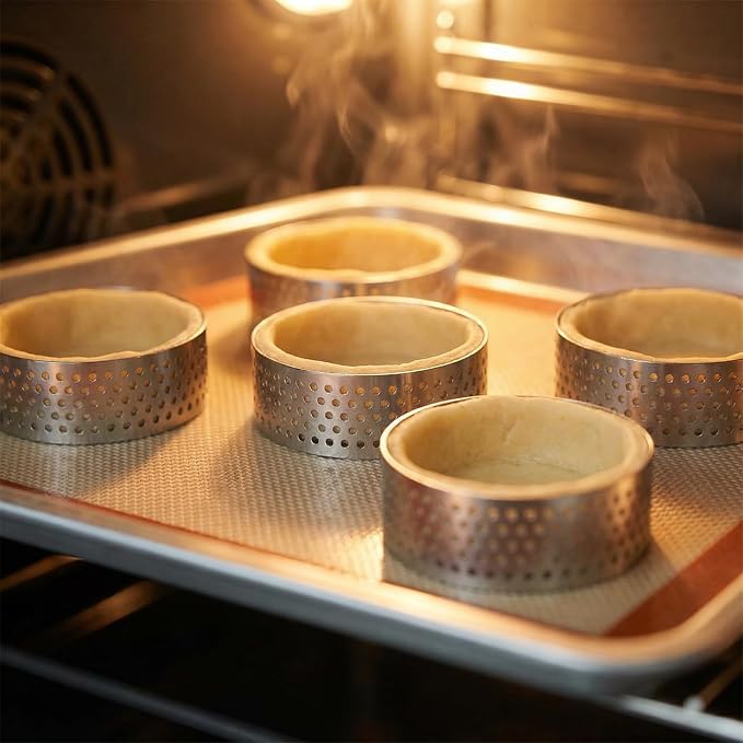 5Pcs Tart Rings Perforated Cookie Circles Ring for Baking Cookies Pastry Crumpet Molds Stainless Steel Round Cake Ring Tools 2 Inch