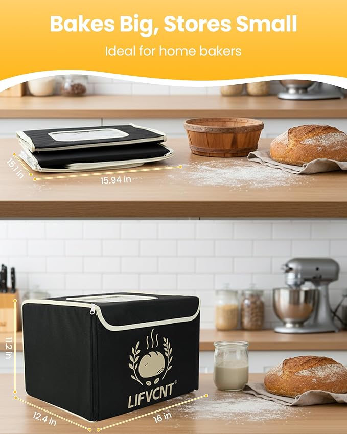 Foldable Bread Proofing Box with 68–132°F Temp Control, 0-99H Timer，Dough Proofer with Metal Rack and Water Tray |Proofing box for sourdough bread baking，Pizza,Kombucha,Yogurt.
