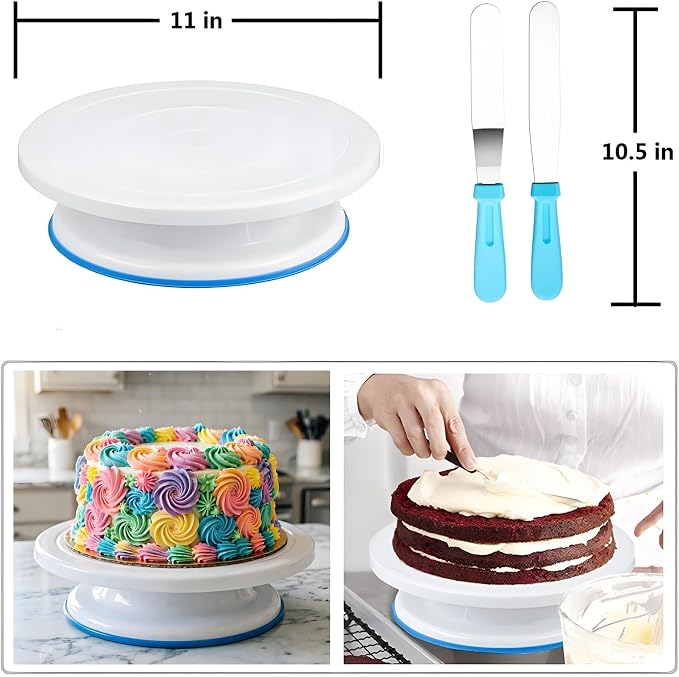 Cake Decorating Kit, 248 Pcs Baking Supplies (Blue) | Cake Turntable, Leveler, 24 Numbered Icing Tips, 2 Spatulas, 3 Scrapers, 50 Cupcake Liners, 100 Pastry Bags & More