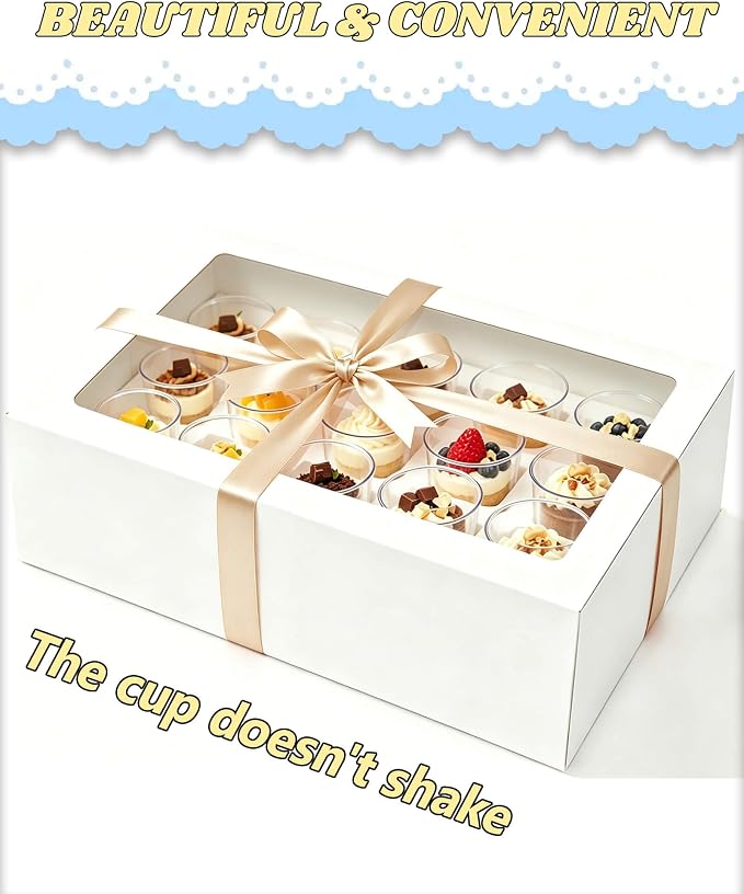 Esvara 6 Pack Cupcake Boxes for 24 Holder 3 Oz - Individual Cupcake Containers with Clear Window, Disposable Cupcake Holder Boxes for Bakery Display, Pastry Storage, Cupcake Carrier & Transport