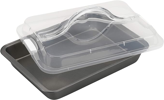GoodCook Everyday Nonstick Steel Bake-N-Take Oblong Pan, 9 x 13 Inch with Lid, Gray