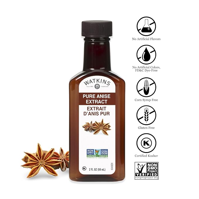 Watkins Pure Anise Extract, Non-GMO, Kosher, 2 oz. Bottle, 1-Pack