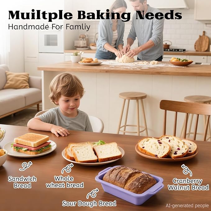 Bread Pans for Homemade Bread：9.5 x 5 Inch Silicone Loaf Pan for Baking with Metal Frame - Nonstick Banana Loaf Tin Tray for Sandwich Sourdough Pumpkin Sour Dough - for Oven Kitchen Home Baker