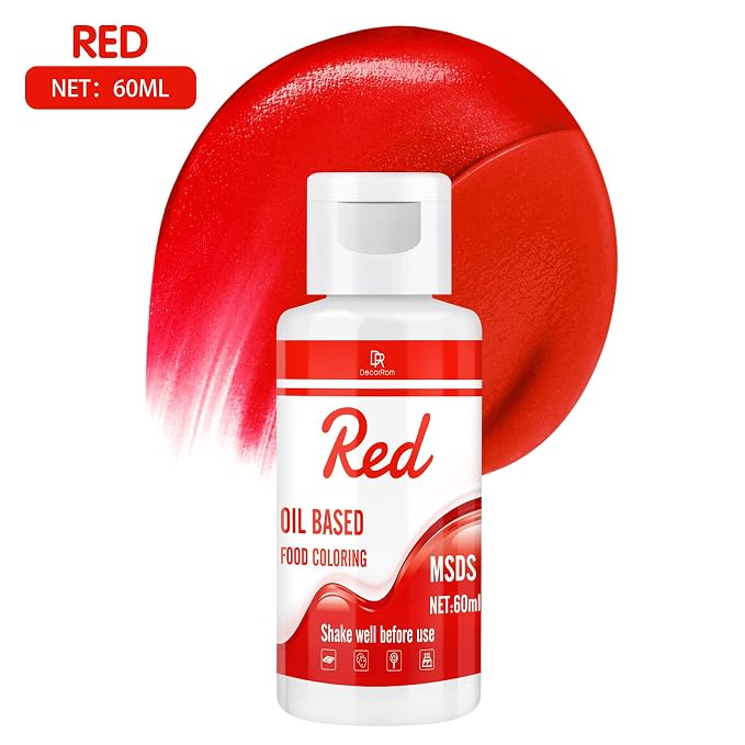 Oil Based Food Coloring - Vibrant Food Coloring for Chocolate, Candy Melts, Baking, Cake Decorating - Upgraded Edible Food Color Dye for Icing, Fondant,Butter, Cookie, DIY Crafts - 2 Fl.oz (Red)