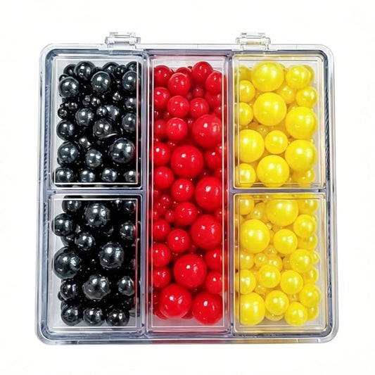 HeDeon&Rles Black Red Yellow Nonpareil Pearls Sprinkles for Baking Decorating 90g/3.17oz 4 Size Mix Edible Preals for Cake Cupcake Pancake Icing Decoration Independence Christmas Halloween Supplies