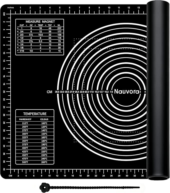 Extra Large Baking Mat - 26" Silicone Pastry Mat, Reusable Non-Stick Dough Mat with Measurement for Fondant, Rolling Dough, Pie Crust, Pizza and Cookies, Black