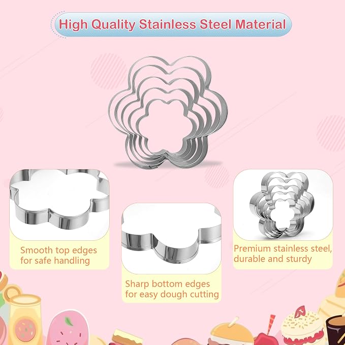20 PCS shaped Cookie Cutters Set, Stainless Steel Star Heart Flower Circle Shaped Biscuit Cutter Molds Baking Molds for DIY Crafts Xmas Valentine's Day Holiday Party Homemade Treats Baking