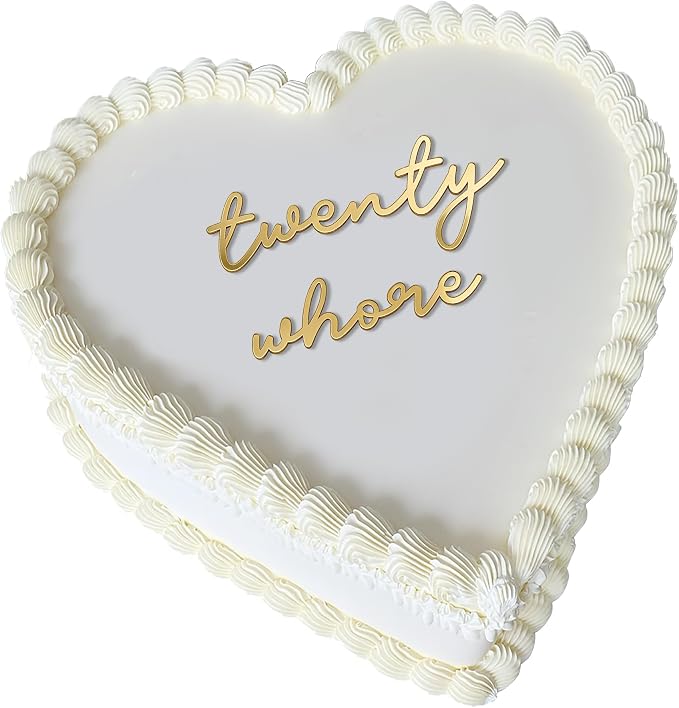 Twenty Whore Cake Topper – Gold Acrylic 24th Birthday Cake Decoration, Funny Twenty Four Cake Sign, Reusable Cake Topper for Men & Women Party Supplies (twenty whore)