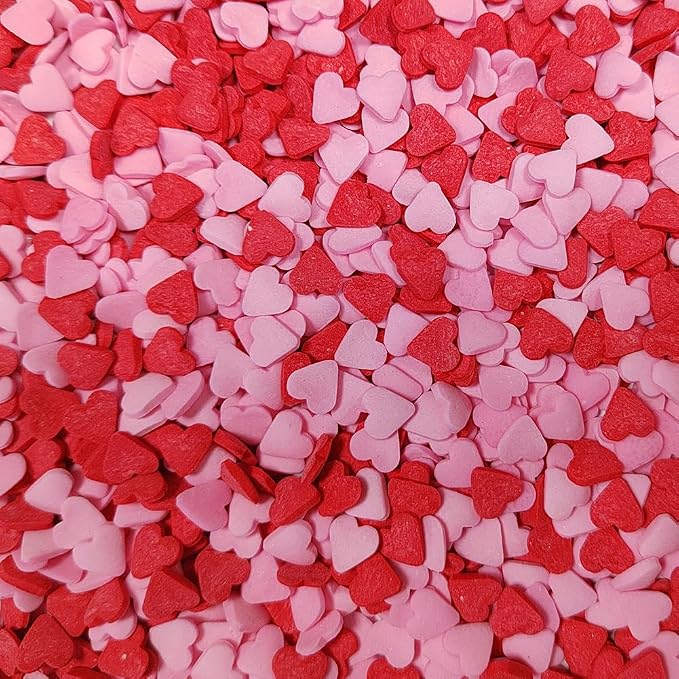 Eastron Edible Valentine Red Pink Heart Shapes Sprinkles for Cakes Decorating Heart Cupcakes Toppers for Baking, Cookies, Ice Cream