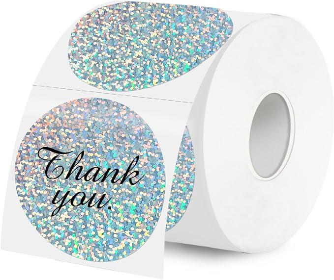 2''Holographic Thermal Label,Round Self-Adhesive Direct Thermal Label,Thermal Stickers for DIY Logo Design,Name Tag (300/Roll Small Dots