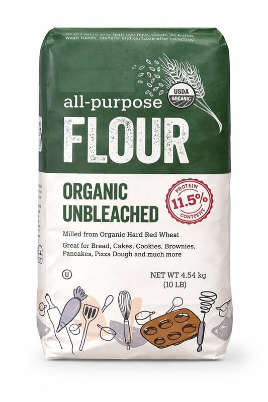 Organic Unbleached All Purpose Flour, 10 lb Bag, Pack of 1