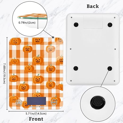 Food Scale Kitchen Scale Food Weight Scales Digital Weight Grams and Ounces Small Electronic Food Scale for Baking Cooking Halloween Orange Plaid Pumpkin Heads