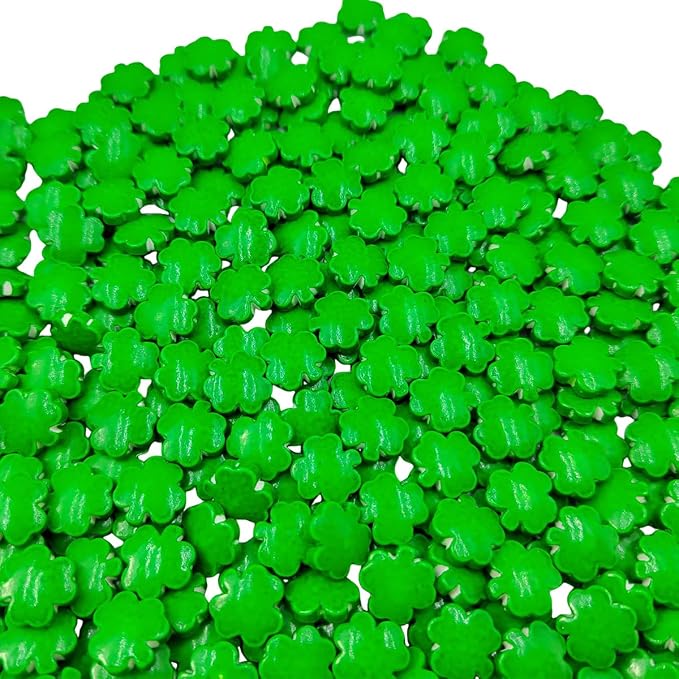St. Patricks Day Sprinkles, Green Shamrock Sprinkles for Baking, Edible Clover Cupcake Toppers Candy Shaped for Cake Decorating, Cookies, Ice Cream Toppings, 3.53oz