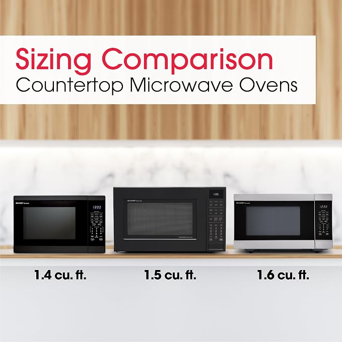 SHARP Countertop Microwave Oven with Removable 12.4" Carousel Turntable, 1100 Watt, 1.4 Cubic Feet, Black