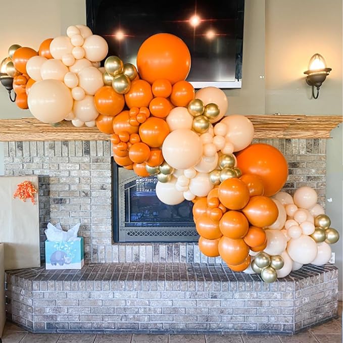 120pcs Orange Balloon Arch Kit, 18 12 10 5 inch Orange Latex Balloons Different Sizes Balloon Garland for Graduation Fall Tropical Birthday Party Decorations