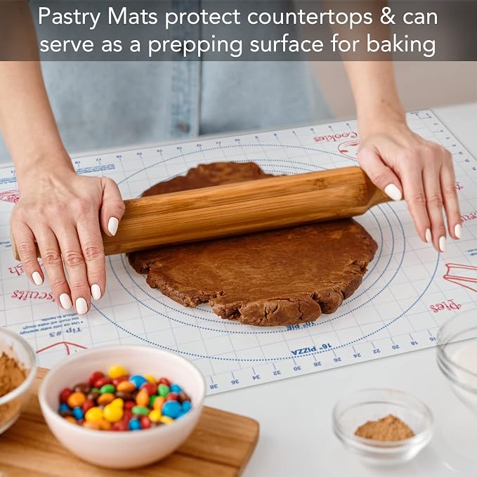 Cut N' Funnel Large Premium Pastry Mat with Pie Measurements | 24" by 18", Made in the USA, Non-slip, Flexible Plastic