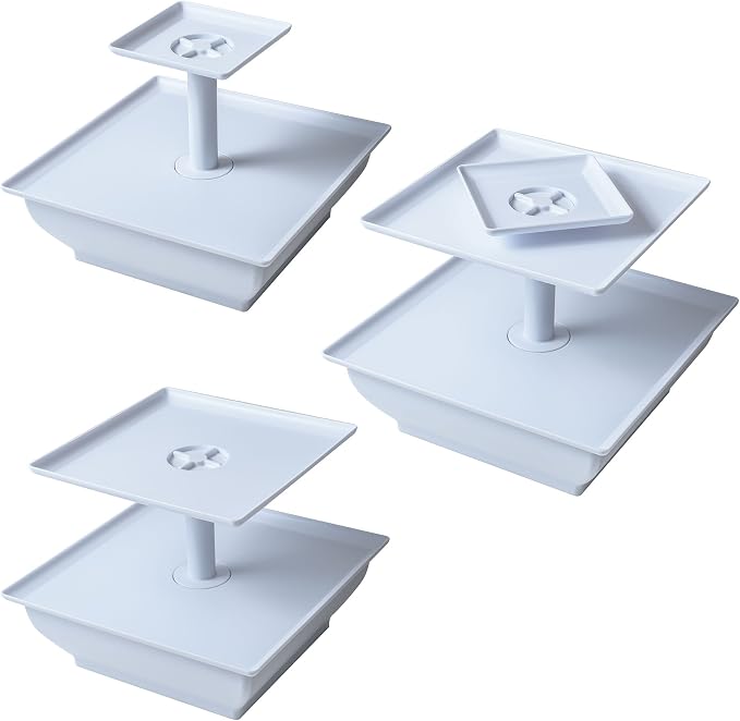 3-Tier Cupcake Stand - Square Display Stand for Birthday, Tea Party, Wedding, or Baby Showers - Dessert Table Display Set (White)