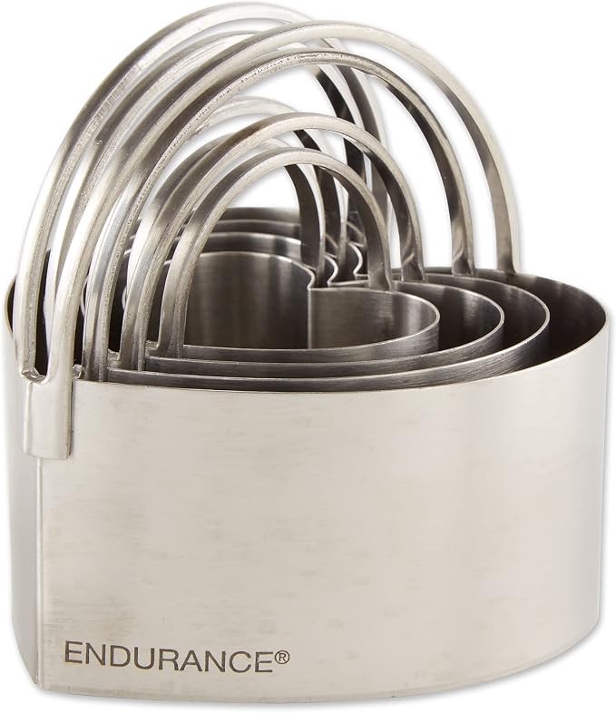 RSVP International Endurance Heart Shape Biscuit Cutters - Stainless Steel, Set of 4 | Nest for Easy Storage | For Cutting Thick or Thin Dough | Professional | Dishwasher Safe