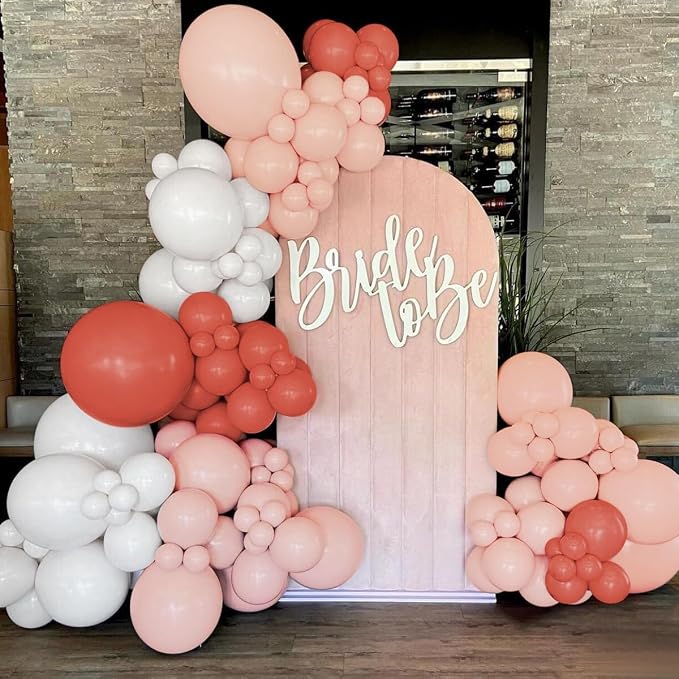 Dusty Orange White Nude Pink Balloon Garland Arch Kit, 160Pcs Boho Latex Balloons Different Size 18 12 10 5 inch for Birthday Bridal Baby Shower Gender Reveal Wedding Retirement Party