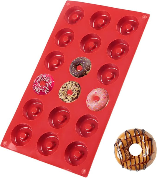 Mini Donut Mold, 18 Cavity Mini Donut Silicone Mold, Heat Resistant Silicone Donut Molds for Baking, Silicone Donut Pan for Baking Muffin Cakes Tart Bread