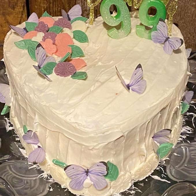 YOcity 50PCS Butterflies Cake for Decorations-Purple Butterfly Cupcake Toppers Small Pastel Wafer Paper Cake Cupcake Decor for Wedding Baby shower Birthday Suppliers