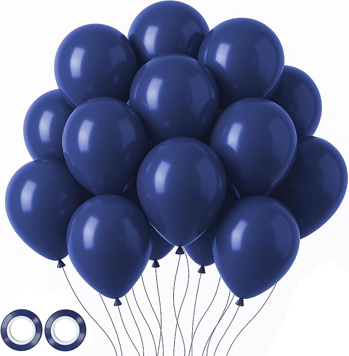 Voircoloria 105pcs Navy Blue Balloons 12inch Dark Blue Balloons for Birthday Graduation Baby Shower Anniversary New Year Party Holiday Decorations