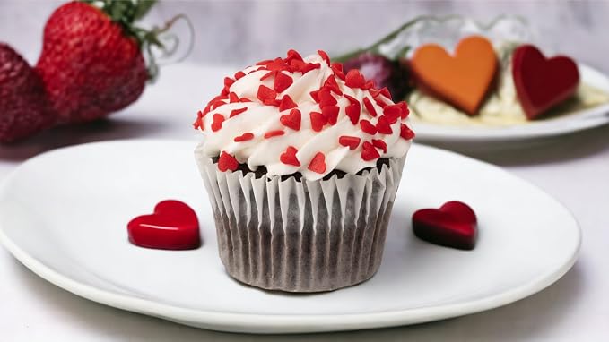 EDIBLE ACCENTS RED HEARTS- Gluten-free, Egg Free, Nuts Free, Kosher, Sprinkle Medley Mix, For Baking, Decorating, Cookies, Cupcakes, Cakes, Topping, Jimmies, Sugar Shapes