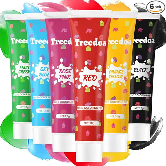 Gel Food Coloring Set,20g x 6 Colors Dye Free Food Coloring Food Grade Concentrated Liquid Gel Vibrant Cake Food Dye Color for Easter Eggs Cake Decorating Baking Icing Cooking Fondant-0.7 Fl.oz/Bottle