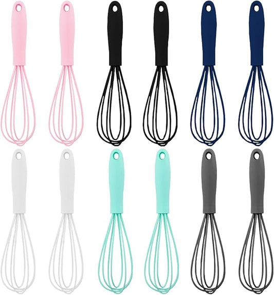 Silicone Whisk,6.7in,Set of 12 | Non Scratch,Balloon Egg Beater,Blending,Whisking,Beating