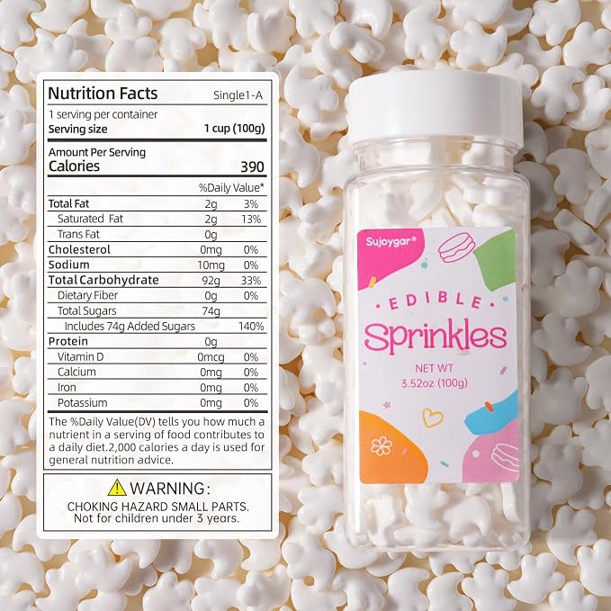 Ghosts Sprinkles for Cake Decorating, 3.52oz Edible White Ghosts Candy Sprinkles for Cupcake Toppers Baking Cookie Halloween Party Supplies Birthday Celebrations