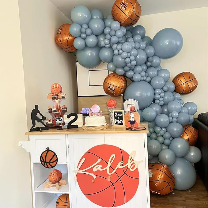 104pcs Dusty Blue Balloons - 18/12/10/5 Inch Matte Haze Blue Latex Balloons Garland Arch Different Sizes Pack for Baby shower, Wedding, Bridal Shower Party Decor