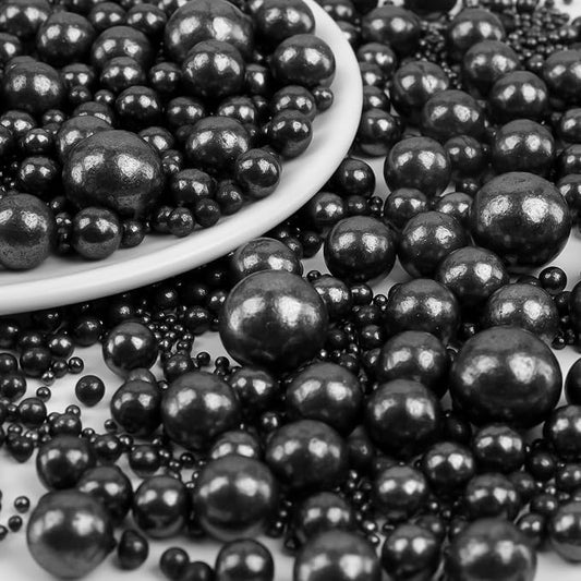Black Pearl Sprinkles for Cake Decorating, 130g/4.6oz Edible Pearl Sprinkles, Baking Cupcakes, Donuts, Macarons Toppings