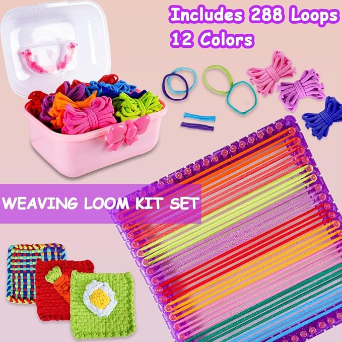 Disracker Weaving Loom Kit for Potholder Making - DIY Arts and Crafts for Kids and Adults, Includes 288 Loops & Step-by-Step Instructions, Ideal Gifts for Girls Ages 5 6 7 8-12 13
