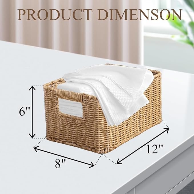 Natural Style Rattan Storage Basket with Handles, Waterproof & Durable Home Organizer