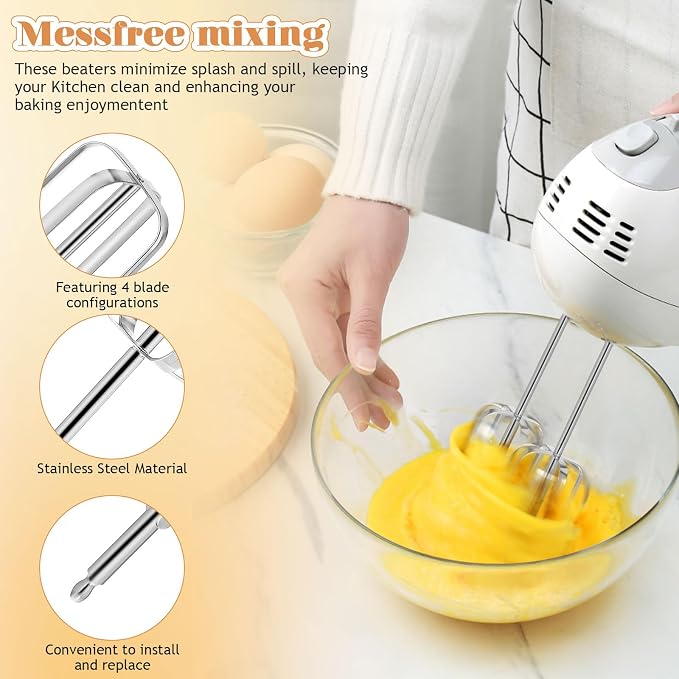 Toyvian Hand Mixer Beaters Replacement, 2pcs Stainless Steel Universal Egg Beater Attachments for Electric Hand Mixers Professional Whisk Parts for Kitchen Baking and Mixing