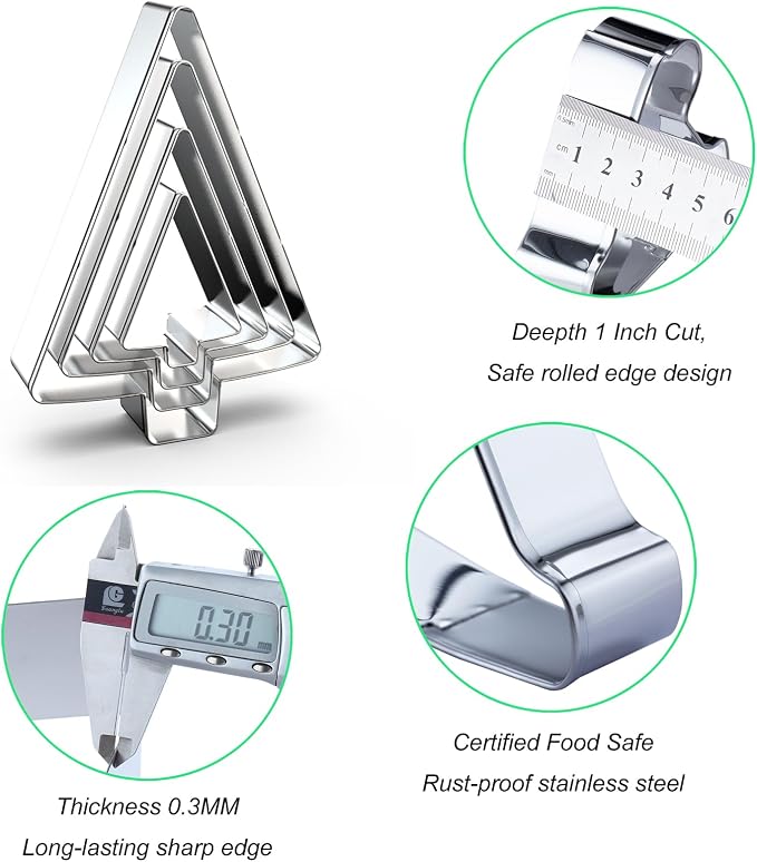Tree Cookie Cutter Set - 5", 4", 3", 2" - 4 Piece - Stainless Steel