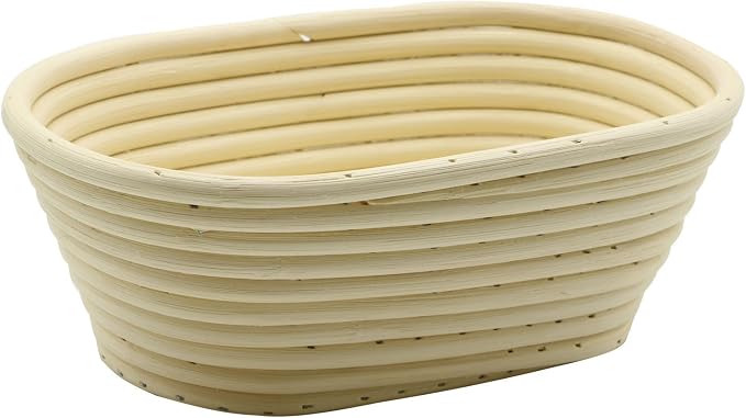 BetterJonny 8 inch Oval Banneton Bread Proofing Basket, Artisan Bread Dough Proofing Rattan Basket +Liner Combo for Professional and Home Bakers