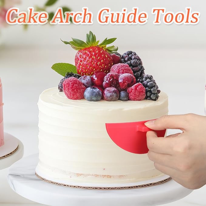 Hushee 6 Pcs Cake Arch Guide Tool Cake Decoration Tools Swag Marker Tool Piping Guide Multiple Sizes Arc Ruler Convenient for Controlling Size and Position for Cakes Piping Beginners and Bakers