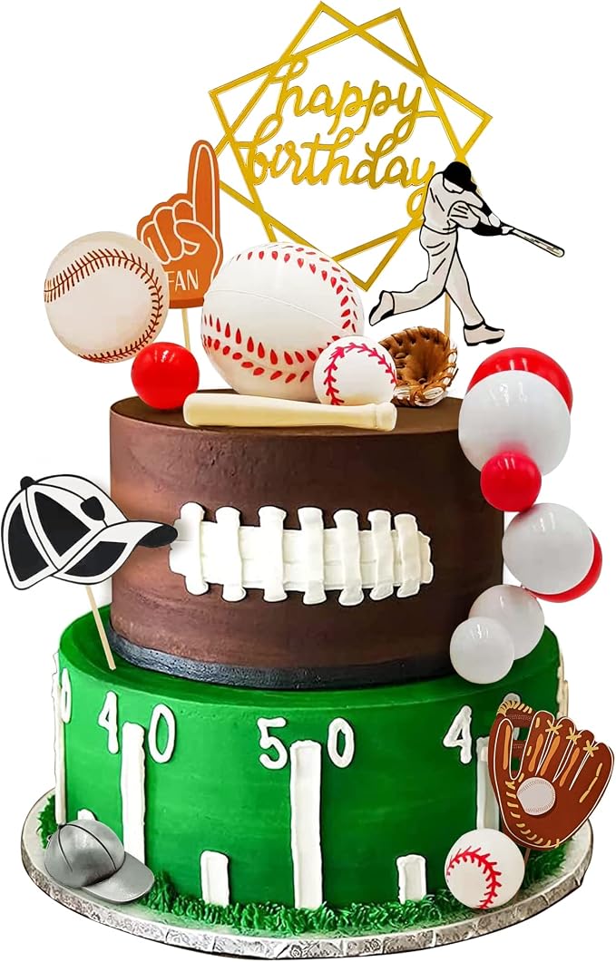 Baseball Cake Decorations Sports Theme Party Decoration Supplies Baseball Themed Happy Birthday Cake Topper Party Decorations