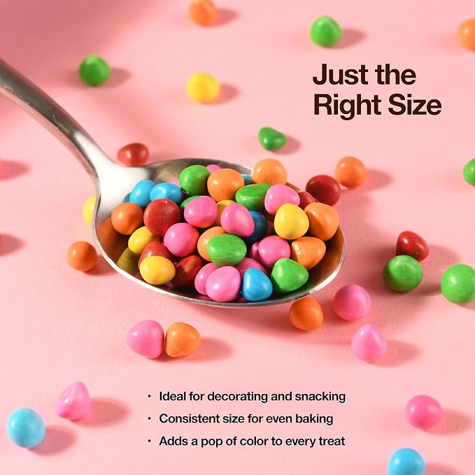 Rainbow Candy Coated Chips – 10oz (283g) Resealable Bottle – Colorful Candy-Shell Chocolate Chips for Baking, Decorating, Cookies, Cupcakes, Toppings & Party Treats