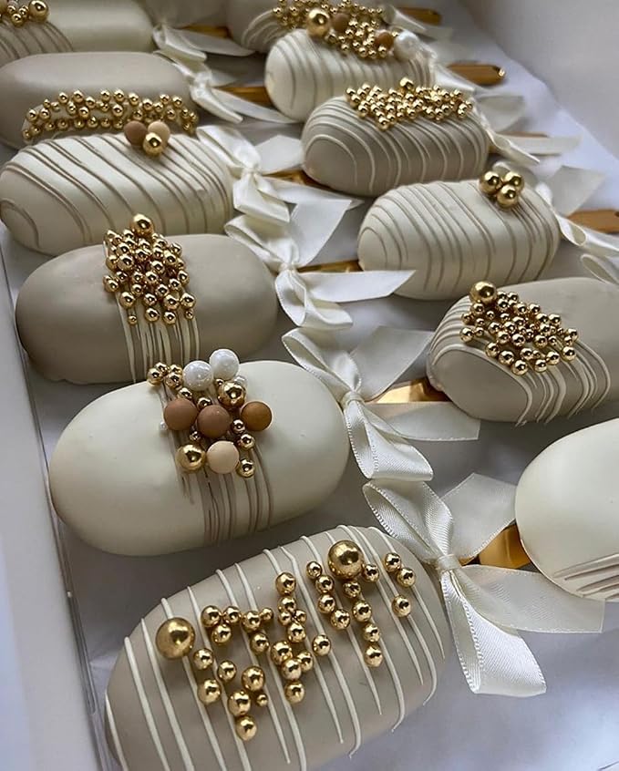 5 Sizes Gold Pearls Sugar Sprinkles 130g/4.6oz, 2,4,7,10,12mm Candy Pearl for Cake Decorating and Cupcake Toppers Cookie Decorations Ice Cream Topping Wedding Valentines Halloween Christmas