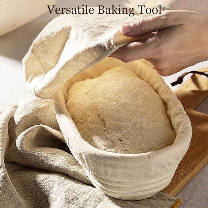 10 PC Oval Bread Proofing Cloth Covers – 10" Reusable Banneton Liners for Oval Sourdough Baskets – Natural Unbleached Cotton Dough Covers for Fermentation – Fits Most 10" Banneton Baskets